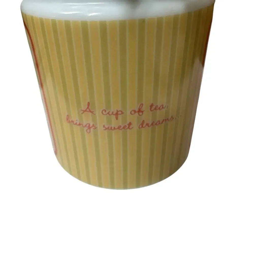 Vtg‎ Houston Harvest Christmas Teddy Bear Milk Glass Canister Hinged Lid Tea 6